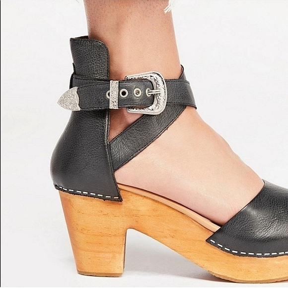 Free People Andorra Black Western Clog-Size 37 - Picture 4 of 16